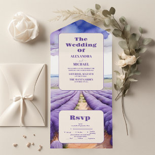 Rustic Lavender Wedding All In One Einladung