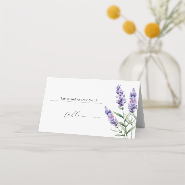 Rustic Lavender Wedding Platzkarte (Vorderseite)