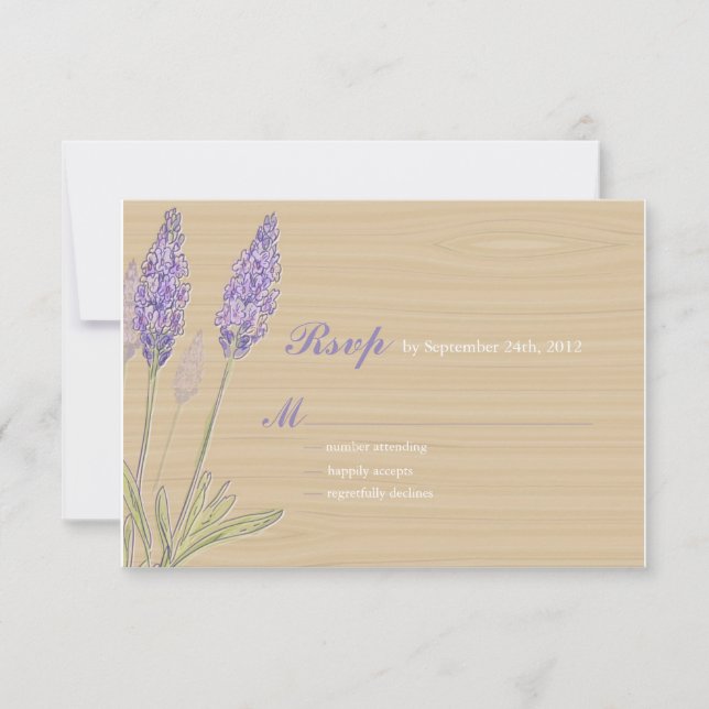 Rustic Lavender Wedding RSVP Karte (Vorderseite)