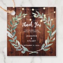 Rustic leaves wood string lights Wedding Thank You Geschenkanhänger