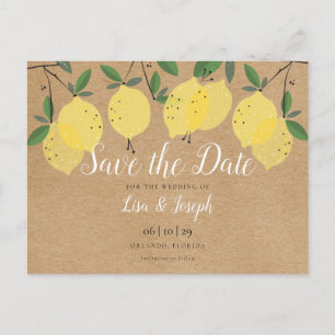 Rustic Lemons Boho Elegant Save the Date Postkarte