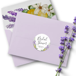 Rustic Lemons & Lavender Bridal Shower Favor Runder Aufkleber