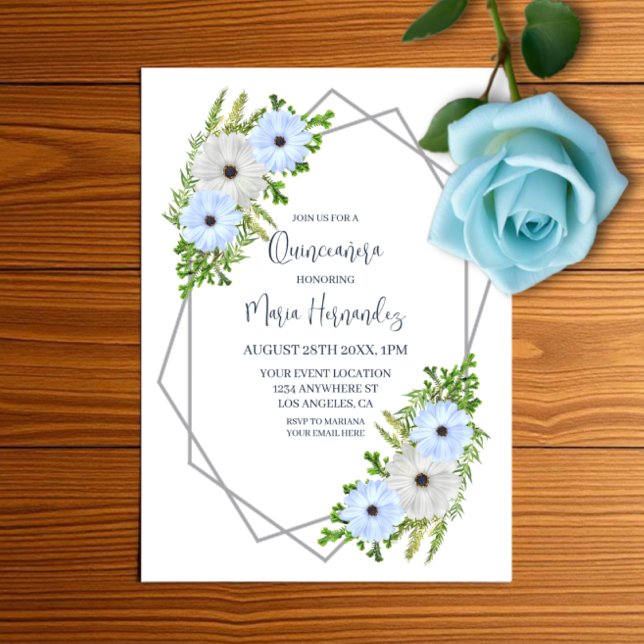 Rustic Light Blue and White Floral Quinceañera  (Von Creator hochgeladen)