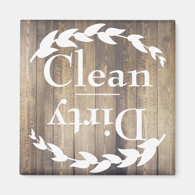 Rustic Light Wood Farmhouse Laurels Clean Dirty Magnet (Vorne)