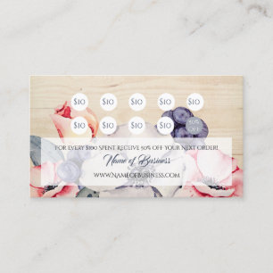 Rustic Light Wood Summer Blossom Loyalty Card Treuekarte