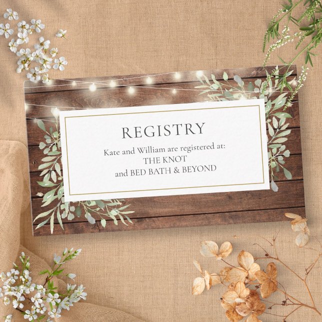 Rustic Lights Foliage Polterabend Gift Registry Begleitkarte (Rustic Lights Foliage Wedding Shower Gift Registry Enclosure Card)