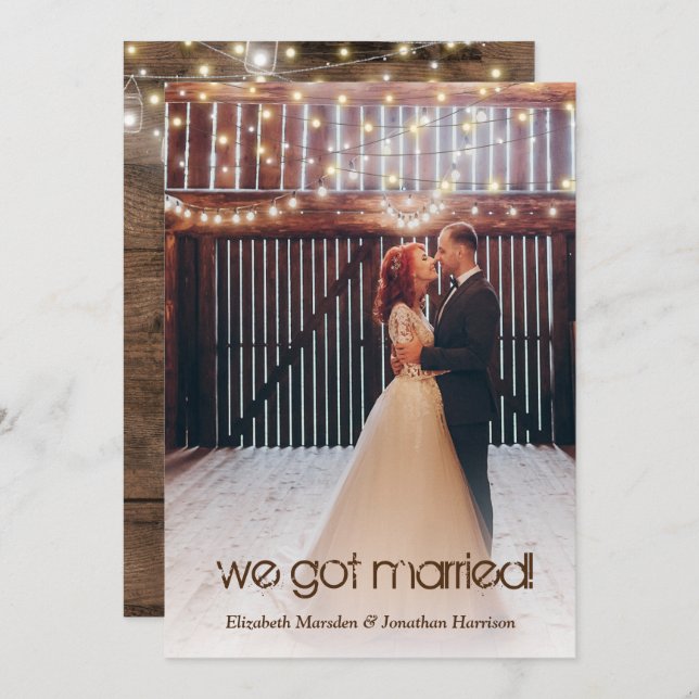 Rustic Lights Foto Wedding Announcement Empfang Einladung (Vorne/Hinten)