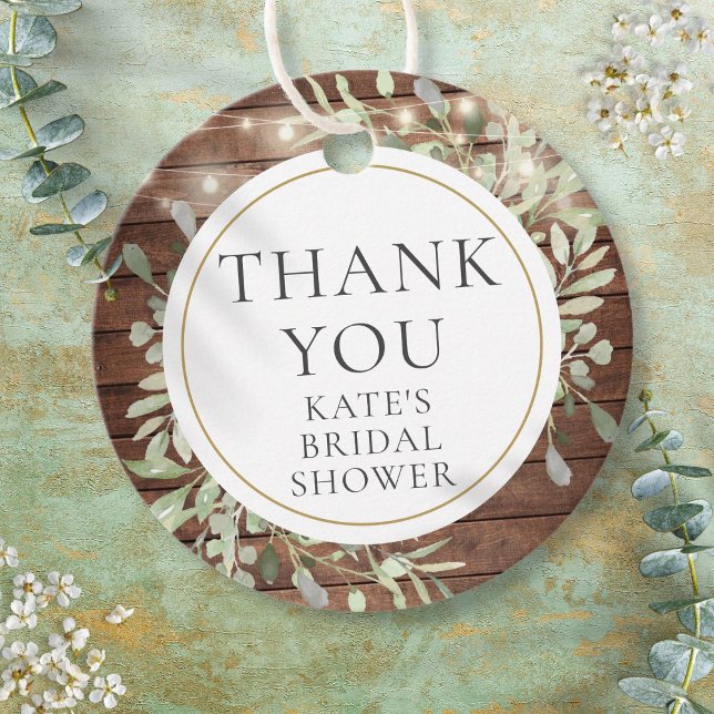 Rustic Lights Greenerity Brautparty Vielen Dank Geschenkanhänger (Rustic Lights Greenery Bridal Shower Thank You Favor Tags)