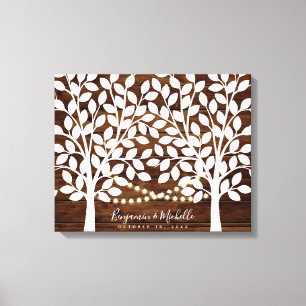 Rustic Lights Guest Book Leinwand - 100 Unterschri
