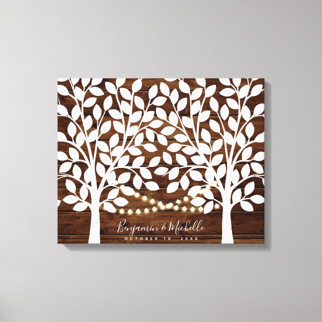 Rustic Lights Guest Book Leinwand - 100 Unterschri (Vorderseite)