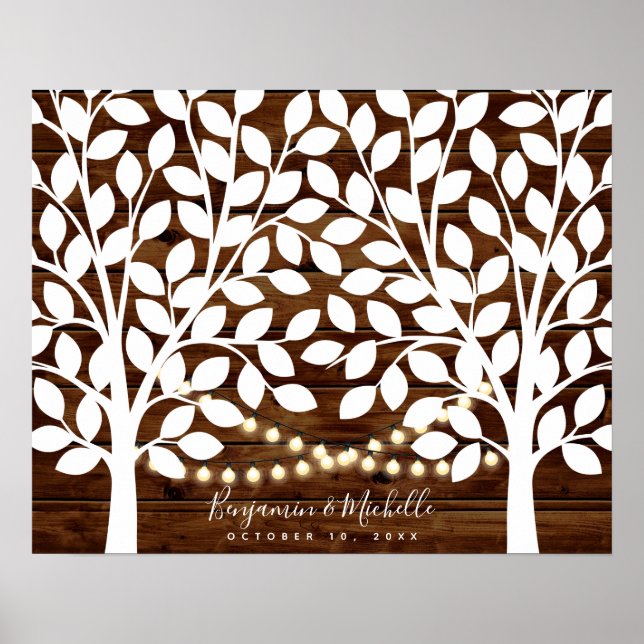 Rustic Lights Guest Book Poster - 100 Unterschrift (Vorne)