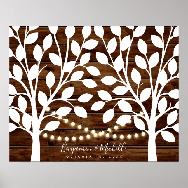 Rustic Lights Guest Book Poster - 50 Unterschrifte (Vorne)