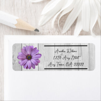 Rustic Lila Daisy Return Address Label