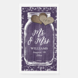 Rustic Lila Mason Jar Wood Mr & Mrs. Wedding Serviette