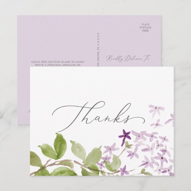 Rustic Lilac Dank Postcard Postkarte (Vorne/Hinten)