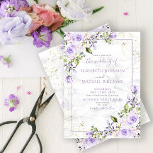 Rustic Lilac Lavender Gold Marble Floral Wedding