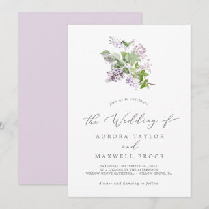 Rustic Lilac Simple Wedding Einladung