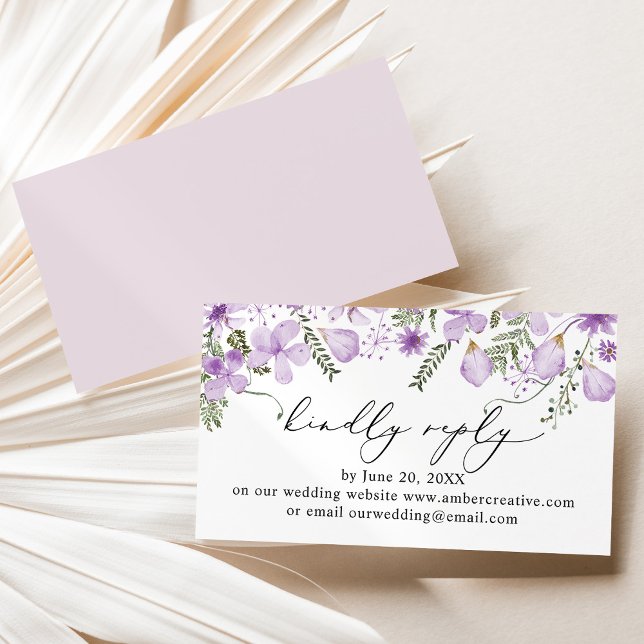Rustic Lilac Wedding Website UAWG Enclosure Card Visitenkarte (Von Creator hochgeladen)