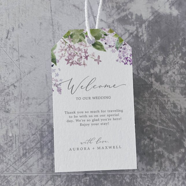 Rustic Lilac Wedding Welcome Geschenkanhänger (Von Creator hochgeladen)