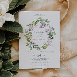 Rustic Lilac Wreath Wedding Einladung