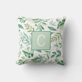 Rustic Lime Green Pattern Monogram Kissen