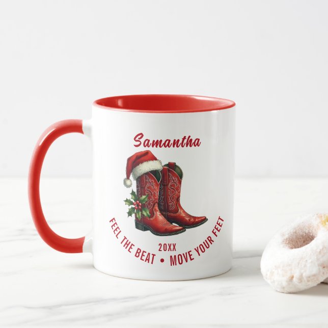 Rustic Line Dance Cowboy Boots Tasse (Mit Donut)