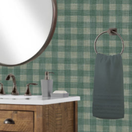 Rustic Linen Buffalo Check Dark Blue Green Plaid Tapete