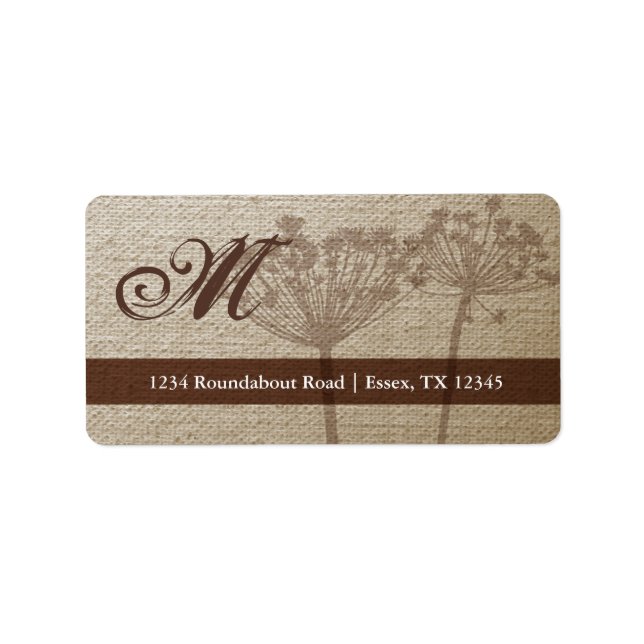 Rustic Linen Monogram Address Labels Large Adressaufkleber (Vorne)