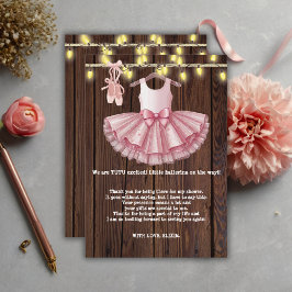 Rustic Little Ballerina Tutu Glitzer Babydusche Dankeskarte