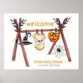 Rustic Little Boo Clothesline Baby Dusche Willkomm Poster