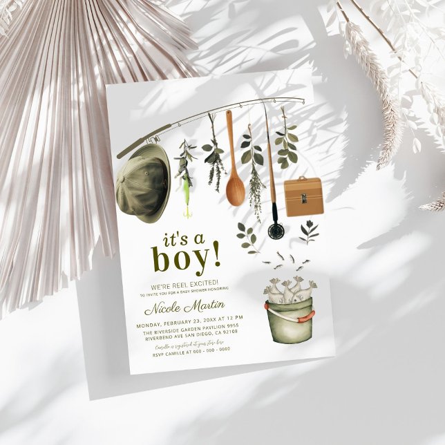 Rustic Little Fisherman Fishing Baby Shower Einladung (Von Creator hochgeladen)