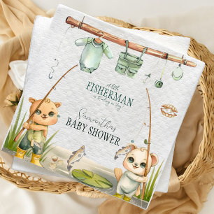 Rustic Little Fisherman Reel in Joy Baby Shower Serviette