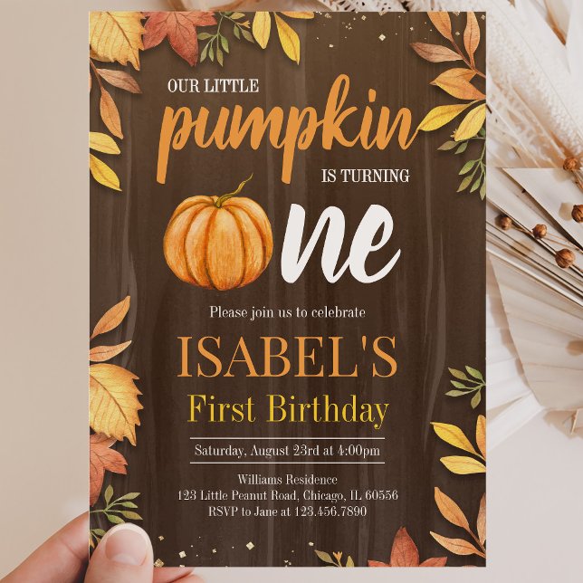 Rustic Little Pumpkin Erster Geburtstag Einladung (Von Creator hochgeladen)