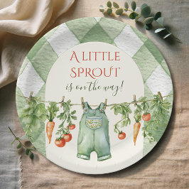Rustic Locally Grown Neutral Sprout Baby Shower Pappteller