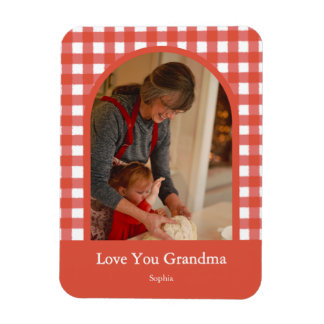 Rustic Love You Oma Gingham Foto Magnet