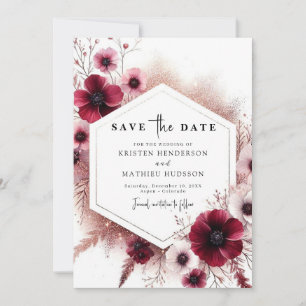 Rustic Lovely Burgundy Wedding Save The Date