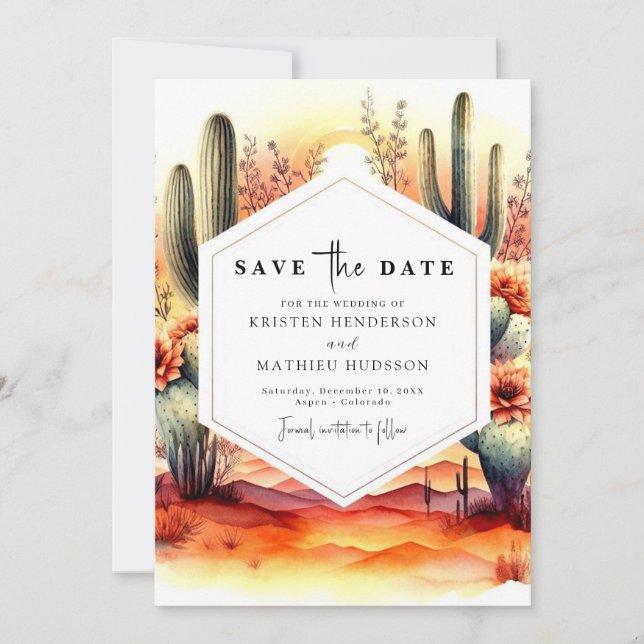 Rustic Lovely Cactus Wedding Save The Date (Vorderseite)