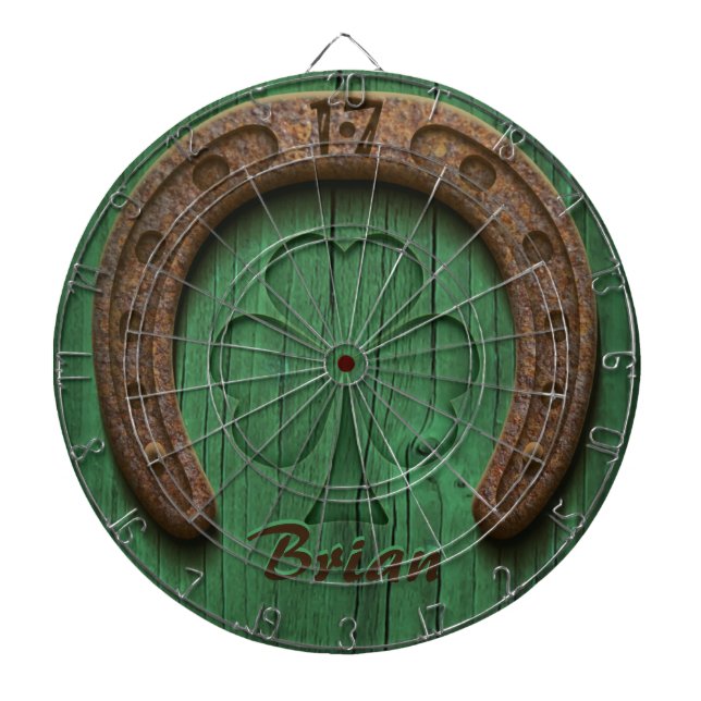 Rustic Lucky Horse Shoe Irish Personalized  Dartscheibe (vorne)