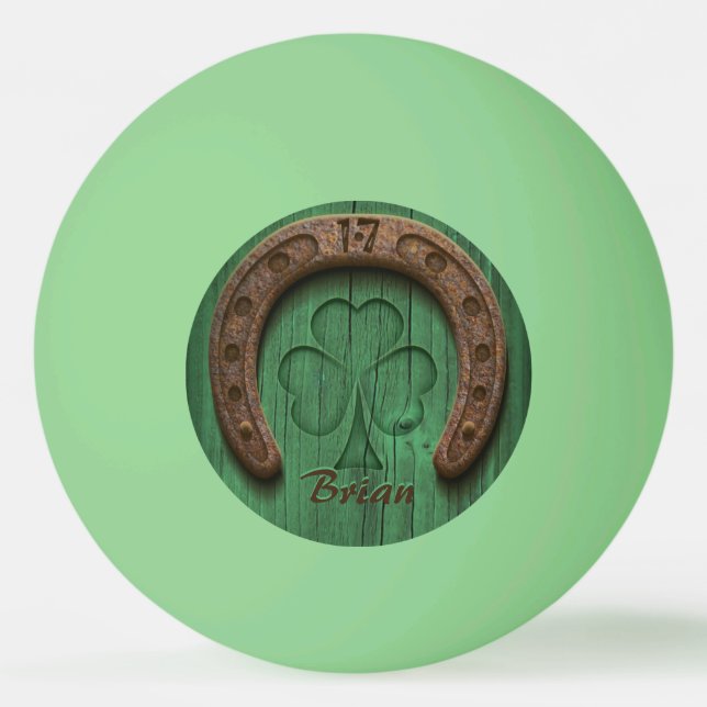 Rustic Lucky Horse Shoe Irish Personalized  Tischtennisball (Vorderseite)