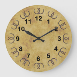 Rustic Lucky Horseshoes Distressed BG DIY Markers Große Wanduhr