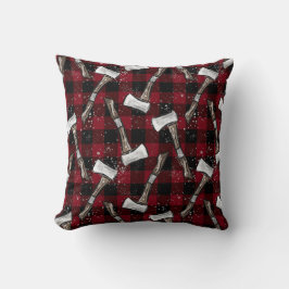 Rustic Lumberjack Axes on Buffalo Plaid Kissen