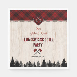 Rustic LumberJack und Jill Wedding Couple Shower Serviette