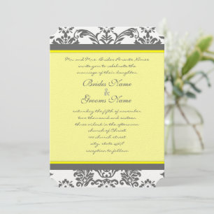 Rustic Luxe Charcoal Gray and Yellow Wedding Einladung