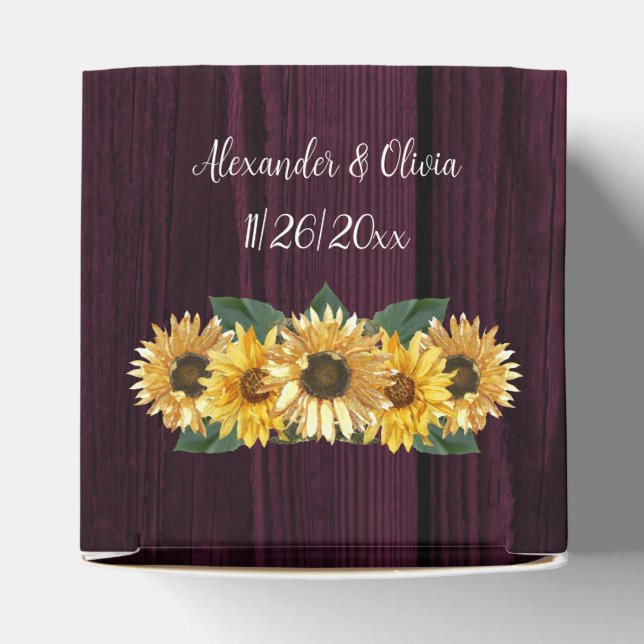 Rustic Magenta Sunflower Gastgeschenk Hochzeit Box Geschenkschachtel (Oben)