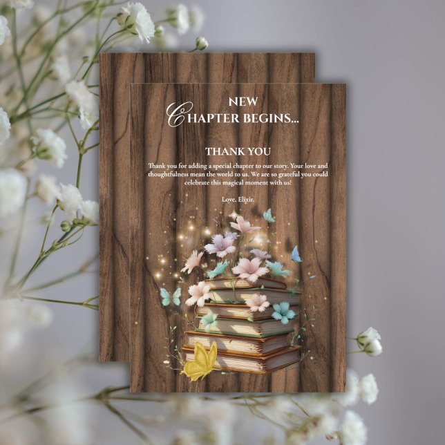 Rustic Magical Storybooks Baby Dusche Dankeskarte (Von Creator hochgeladen)