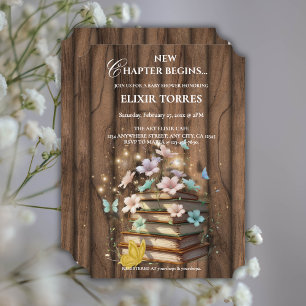 Rustic Magical Storybooks Baby Dusche Einladung