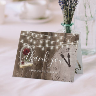 Rustic Mairytale Wedding Barn Wood Vielen Dank Dankeskarte