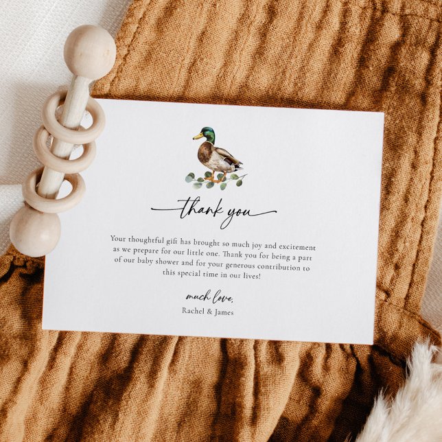 Rustic Mallard Duck Little Duckling Baby Duckling  Dankeskarte (Von Creator hochgeladen)