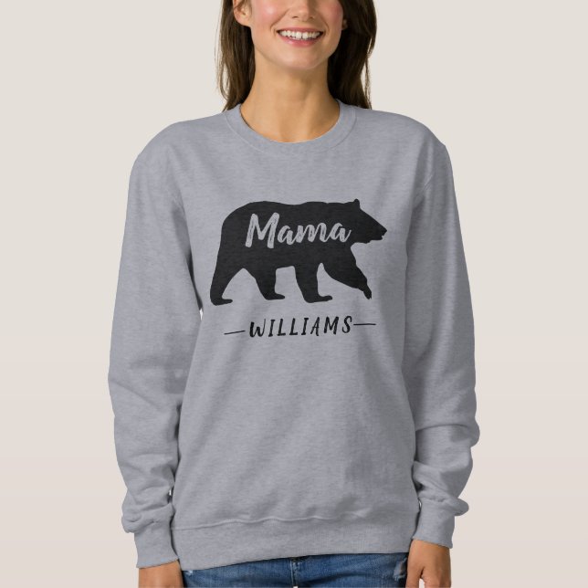 Rustic Mama Bear Grey Black Monogram Name Sweatshirt (Vorderseite)