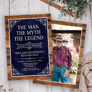 Rustic Man Myth Legend Foto 85. Geburtstag Einladung